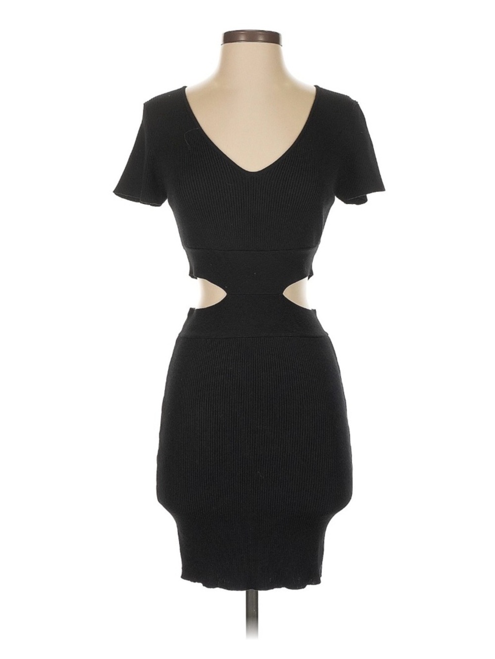 Lulu's Black Cutout Ribbed Bodycon Mini Dress